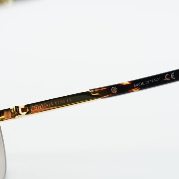 Bottega Veneta BV1379S 003 Sunglasses Shiny Gold Square Frame, Brown Lenses main image 5